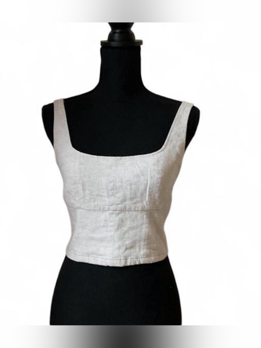 Banana Republic White Linen Square Neck Crop Top